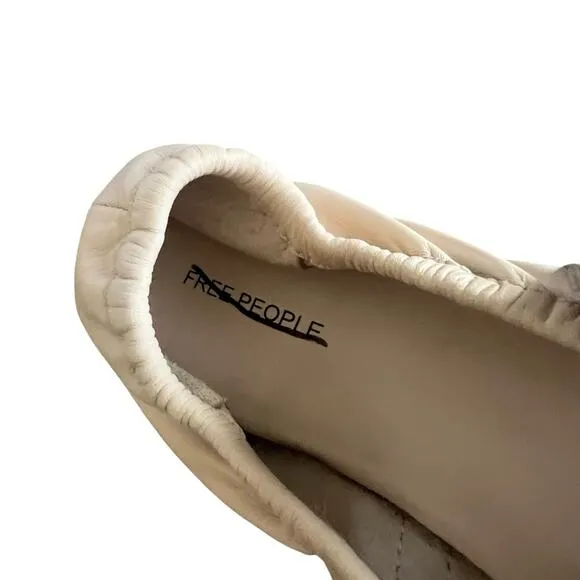 Free People Women’s Gemini Tulle Pink Nude Square Toe Buckle Ballet Flats Size 8