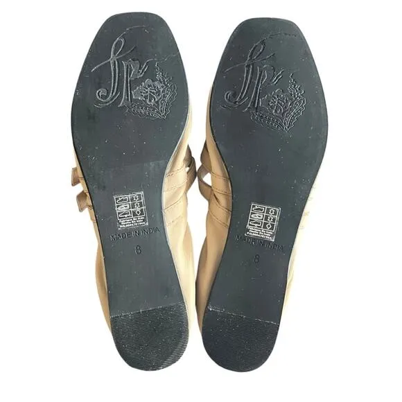 Free People Women’s Gemini Tulle Pink Nude Square Toe Buckle Ballet Flats Size 8