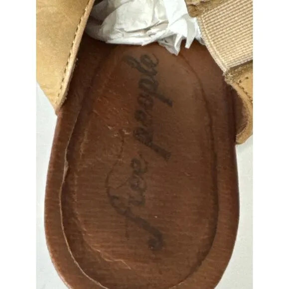 Free People Women's Leather Block Heel Ankle Cutout Boots Booties Tan SZ 40/10