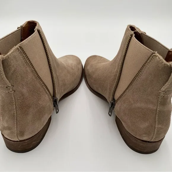 Frye Ash Leather Suede Carly Zip Slip On Ankle Boot Booties Shoes Size 8.5 NWOT