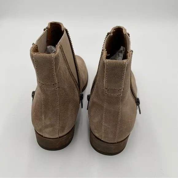 Frye Ash Leather Suede Carly Zip Slip On Ankle Boot Booties Shoes Size 8.5 NWOT