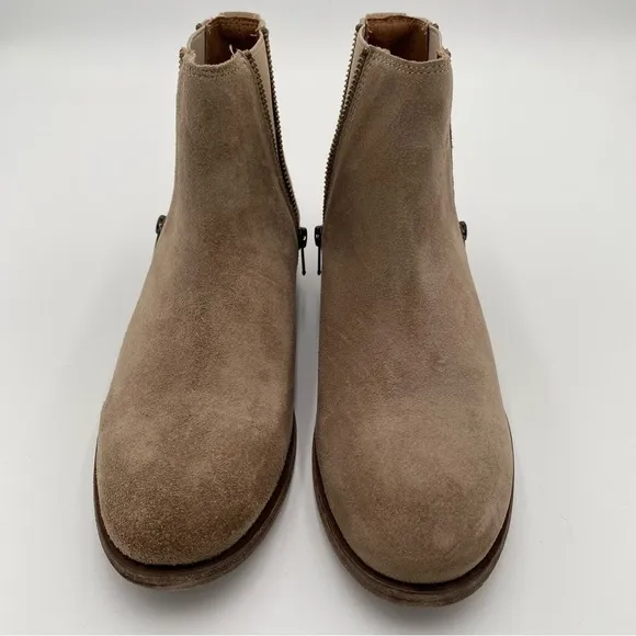Frye Ash Leather Suede Carly Zip Slip On Ankle Boot Booties Shoes Size 8.5 NWOT