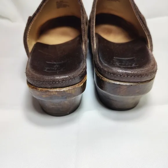 Frye Clara Stud Wooden Clogs  Brown Leather Slip On Women's Shoes Size 10M