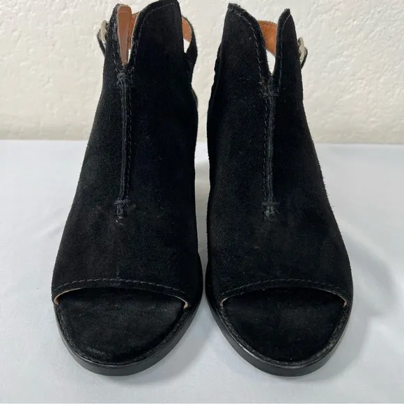 Frye Courtney Slingback Peep Toe Leather Block Heeled Sandals Mules Size 6.5
