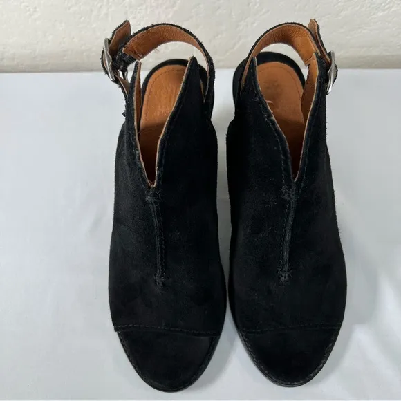 Frye Courtney Slingback Peep Toe Leather Block Heeled Sandals Mules Size 6.5