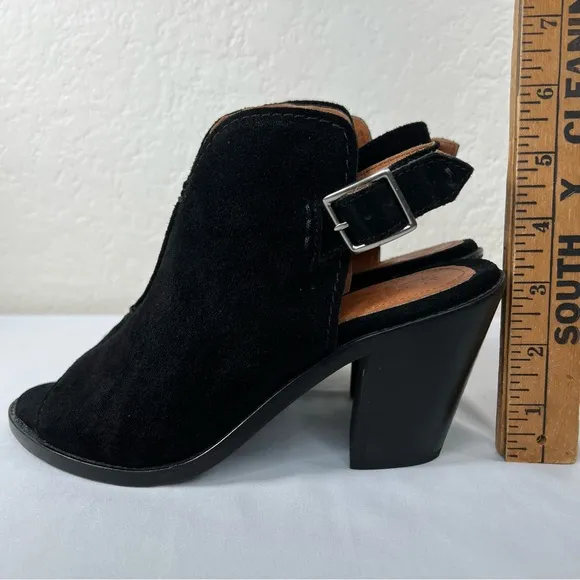 Frye Courtney Slingback Peep Toe Leather Block Heeled Sandals Mules Size 6.5