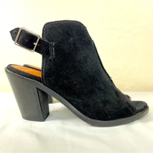 Frye Courtney Slingback Peep Toe Leather Block Heeled Sandals Mules Size 6.5