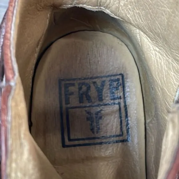 Frye Jayden Cross Strap Dark Brown Leather Women’s Sz 6B Side Zip Ankle Boots