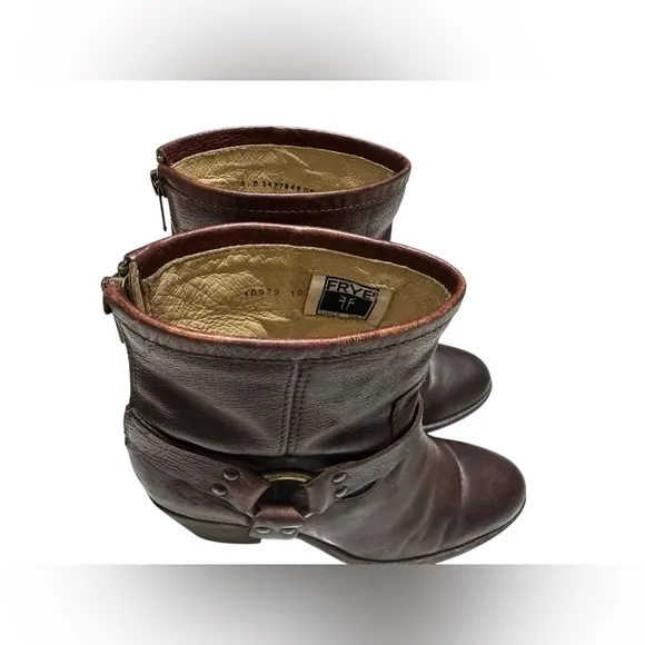 FRYE LEATHER ZIPPER ANKLE Distressed BOOTS SIZE 8B B2