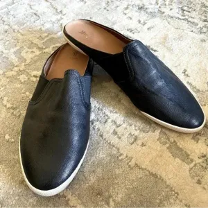 Frye Melanie Slip On Black Leather Backless Mules Slides Flats: 10