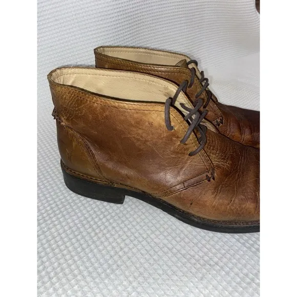 Frye Oliver Chukka Boots Men's 11 D Tan Leather Lace Up Ankle Mid