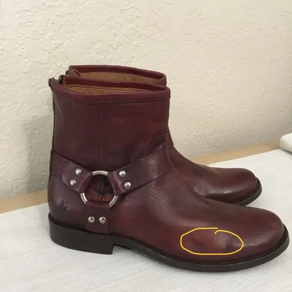 Frye Phillip Harness Leather Ankle Boots Sz.6B