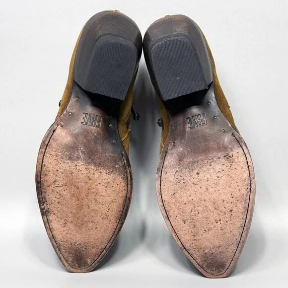 Frye Sacha Moto Shortie Womens Size 7 Ankle Booties Brown Suede Dual Zip