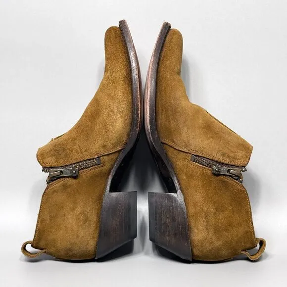 Frye Sacha Moto Shortie Womens Size 7 Ankle Booties Brown Suede Dual Zip