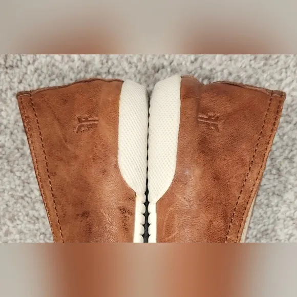 FRYE SLIP ON SHOES SIZE 9 LEATHER COGNAC TAN BROWN MELANIE CASUAL FLATS