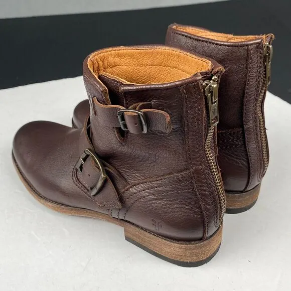 Frye Tyler Engineer Leather Ankle Boots - Women's Size 6 B - Brown