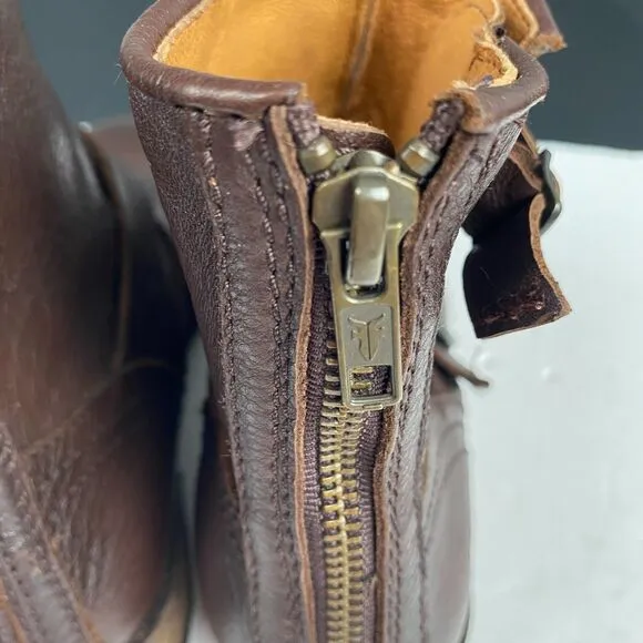 Frye Tyler Engineer Leather Ankle Boots - Women's Size 6 B - Brown