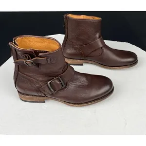 Frye Tyler Engineer Leather Ankle Boots - Women's Size 6 B - Brown