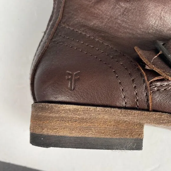 Frye Tyler Engineer Leather Ankle Boots - Women's Size 6 B - Brown