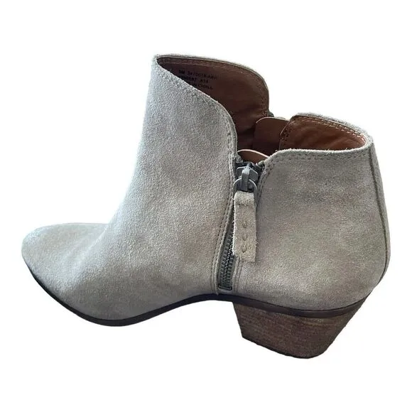 Frye Womens Judith Zip Bootie Ash Beige Suede Block Heel Ankle Boots Shoes 9 New