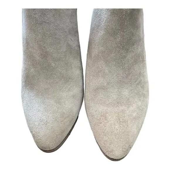 Frye Womens Judith Zip Bootie Ash Beige Suede Block Heel Ankle Boots Shoes 9 New