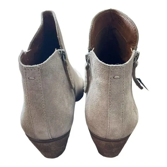 Frye Womens Judith Zip Bootie Ash Beige Suede Block Heel Ankle Boots Shoes 9 New