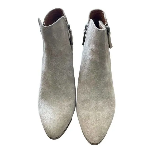 Frye Womens Judith Zip Bootie Ash Beige Suede Block Heel Ankle Boots Shoes 9 New
