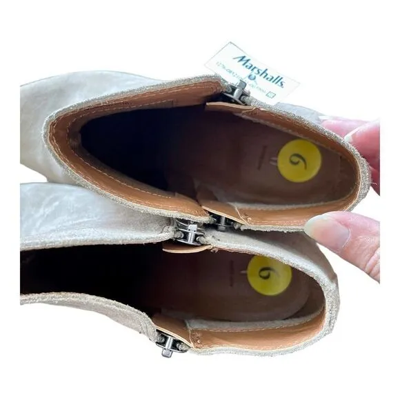 Frye Womens Judith Zip Bootie Ash Beige Suede Block Heel Ankle Boots Shoes 9 New