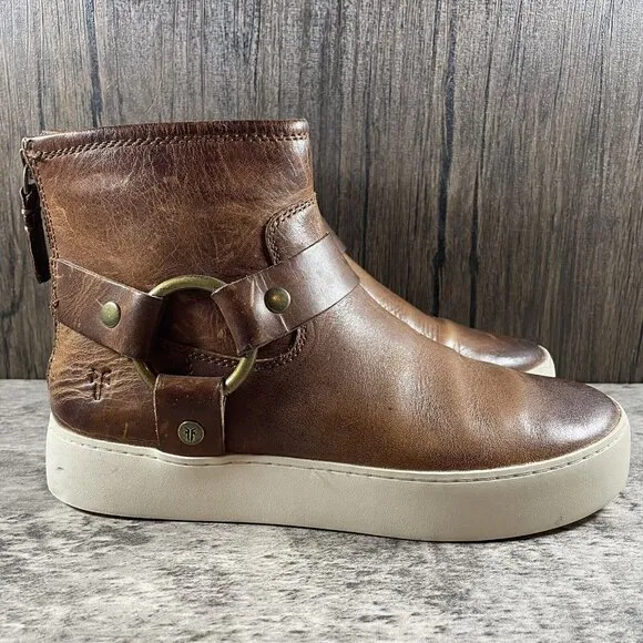 Frye Womens Lena Harness Bootie Brown Ankle Boots Size 6 M