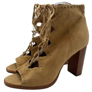 Frye Womens Shoes Gabby Ghillie Shooties Sz 9.5 Brown Leather Booties Heeled