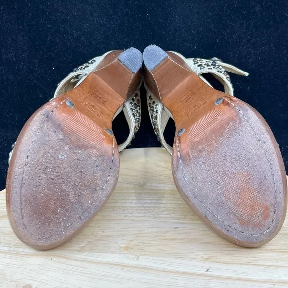 Frye Womens size 7.5 studded leather open toe Heels
