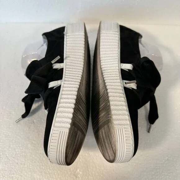 Gabor Bow Sneaker Women's 7.5 UK 5.5 Black White Suede Shoes