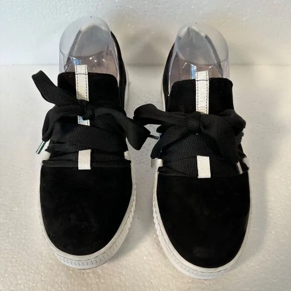 Gabor Bow Sneaker Women's 7.5 UK 5.5 Black White Suede Shoes