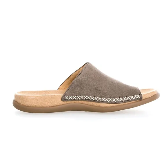 Gabor Women's Toe-Loop Slip On Gray/Taupe Suede Comfort Slide Sandals 37/7