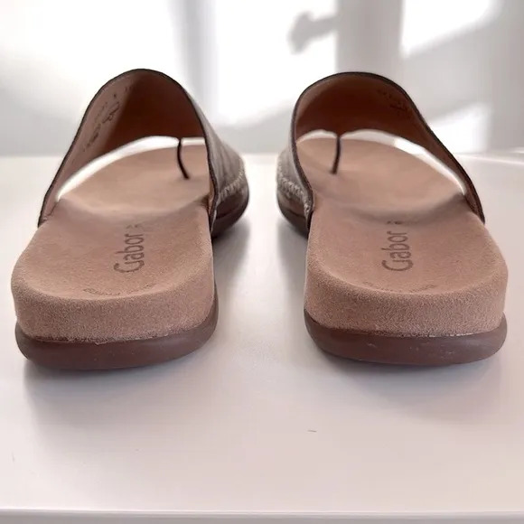Gabor Women's Toe-Loop Slip On Gray/Taupe Suede Comfort Slide Sandals 37/7