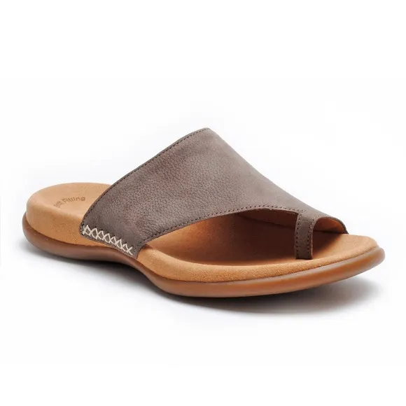 Gabor Women's Toe-Loop Slip On Gray/Taupe Suede Comfort Slide Sandals 37/7