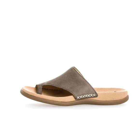 Gabor Women's Toe-Loop Slip On Gray/Taupe Suede Comfort Slide Sandals 37/7
