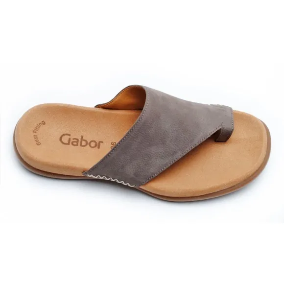 Gabor Women's Toe-Loop Slip On Gray/Taupe Suede Comfort Slide Sandals 37/7