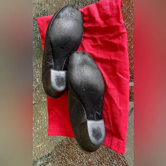 Galex black leather, hand made ballroom dance shoes 1” heel size 23