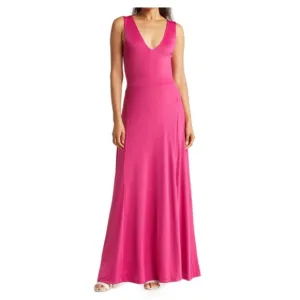 Geneva V-Neck Sleeveless Maxi Dress Love X‎ Design XL Fuschia NWOT