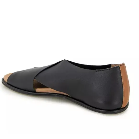 GENTLE SOULS Black Minimalist Laniey X Band Leather Sandals Sz 9 *Worn Once*