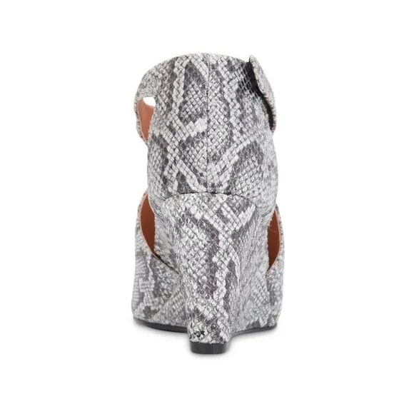GENTLE SOULS KENNETH COLE Womens Gray Snake Lunette 75 Hooded Wedge Sandals 8.5
