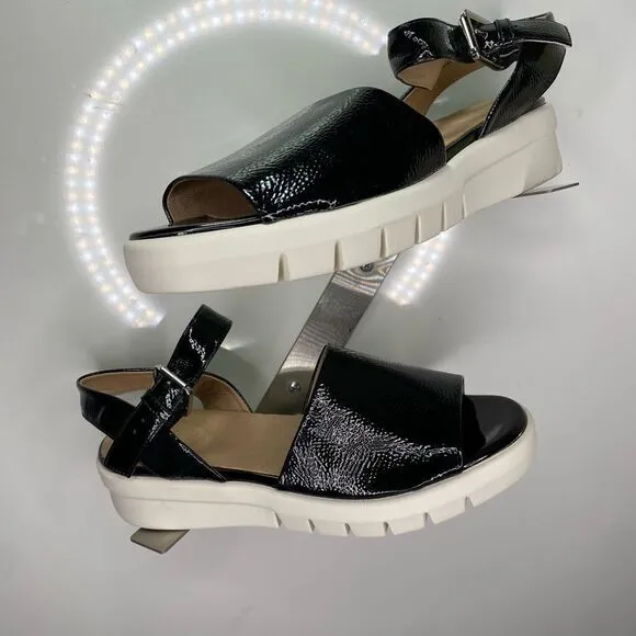 GEOX Women's Black/White Comfort Sandals, Size 8.5 M