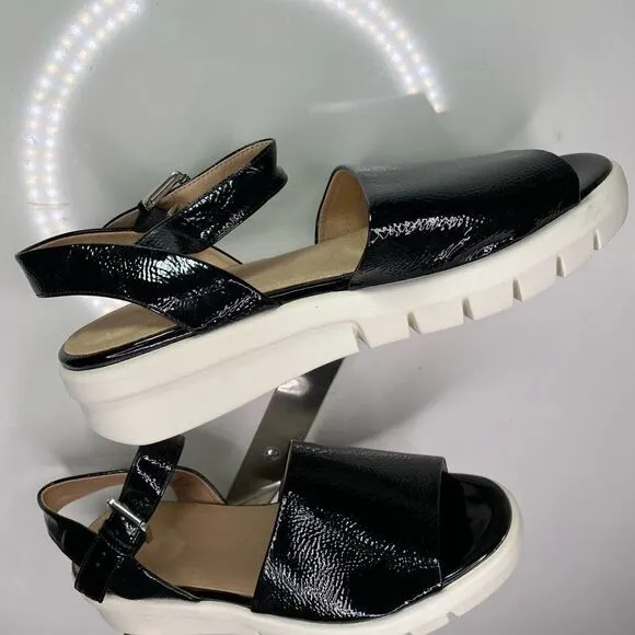 GEOX Women's Black/White Comfort Sandals, Size 8.5 M