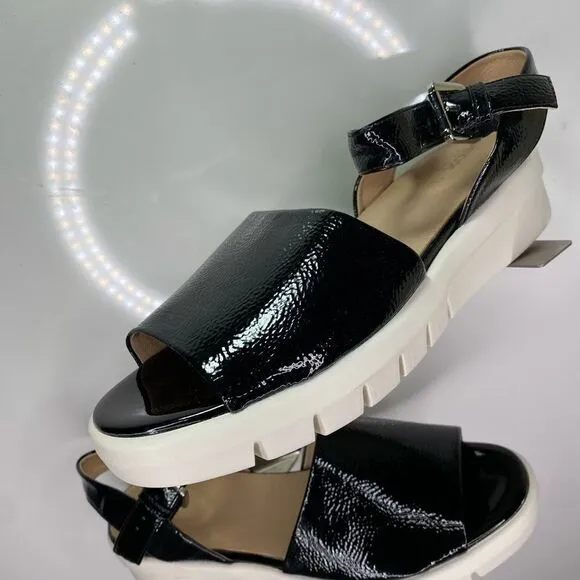 GEOX Women's Black/White Comfort Sandals, Size 8.5 M