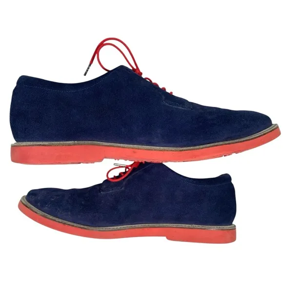 G/Fore GFore Golf Shoes Men's Size 11.5 Gallivanter Blue Suede‎ Red Lace Up