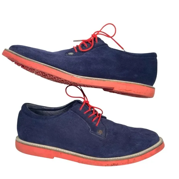 G/Fore GFore Golf Shoes Men's Size 11.5 Gallivanter Blue Suede‎ Red Lace Up