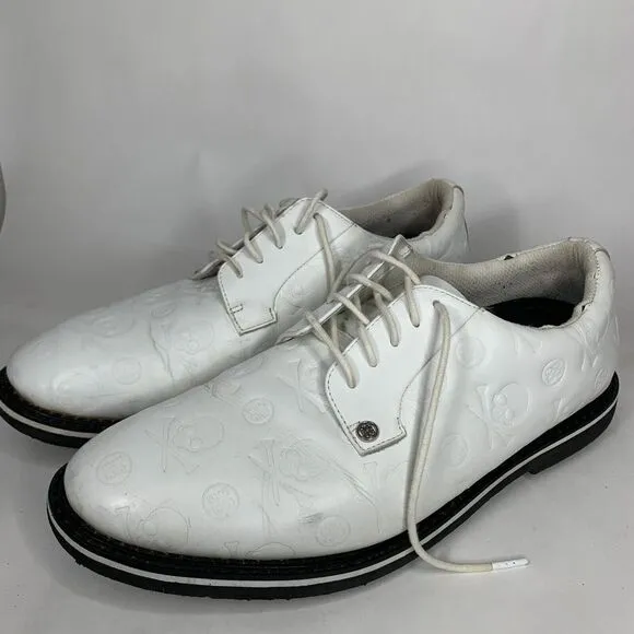 Gfore Golf Shoes Mens 11.5‎ White Gallivanter Debossed Skull Leather Spikeless