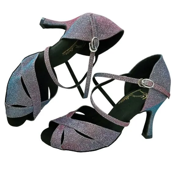 G’Franco NWT Vegas Dancing Shoes Irridescent Polychromatic 3.5” heel Size 7