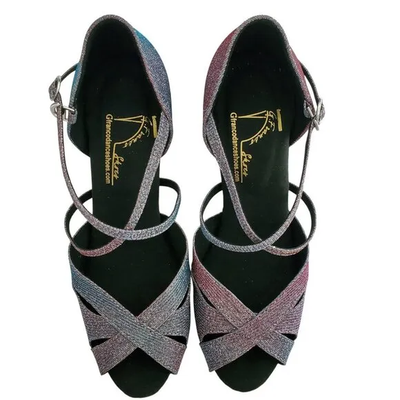 G’Franco NWT Vegas Dancing Shoes Irridescent Polychromatic 3.5” heel Size 7